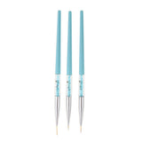 Maxbell 3Pcs Pro Nail Art Brush Set Painting Pen for False Nail UV Gel Polish Blue