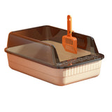 Maxbell Cat Litter Box Litter Tray Open Top Semi Enclosed Durable 18L Large Capacity Beige