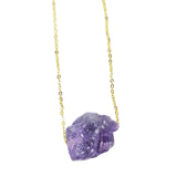 Maxbell Stone Pendant Necklace Jewelry Small Gemstone Unique Charms for Women Men Purple