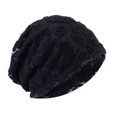 Maxbell Turban Hat Baggy Skullcap Hat Hijabs Slouchy Beanie for Women Daily Winter Black