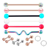 Max 1 Set Nose Lip Tongue Eyebrow Tragus Navel Belly Ring Piercings Jewelry D-14Pcs