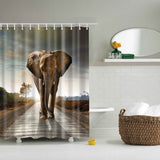 Maxbell Bathroom Shower Sheer Waterproof Polyester Curtain Panel w/12 Hook Elephant #2