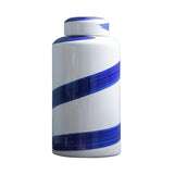 Maxbell Blue and White Ceramic Vase with Lid Jar Decoration Glazed Hand Painted Size L