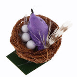 Maxbell 1/6 Dollhouse Miniature Bird Nest with Eggs for Fairy Garden Decor Purple