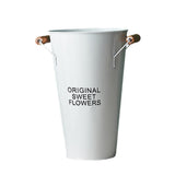 Maxbell Iron Craft Flower Bucket Chic Flowerpot Vase Office Cafe Shop Decor White