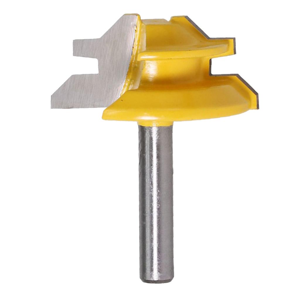 Max 1/4'' Shank 45 Degree Lock Miter Glue Joint Router Bit Wood Milling Cutter