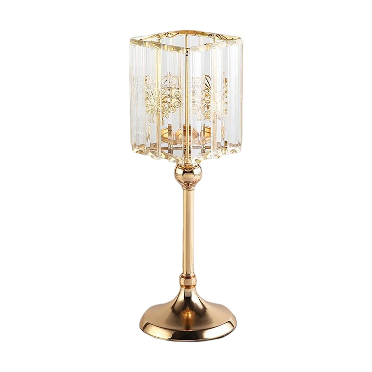 Maxbell Modern Crystal Candle Holder Candlestick Elegant for Tabletop Holiday Decor M 11cmx11cmx31cm
