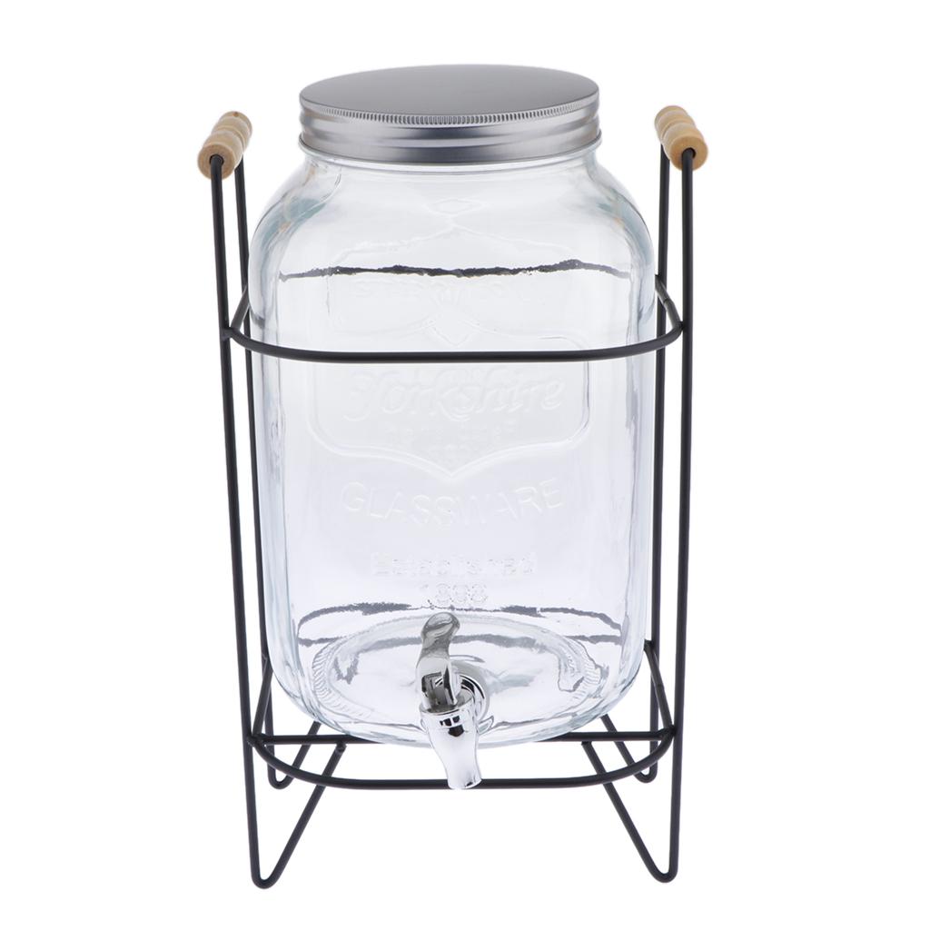 Max Glass Beverage Dispenser with Stand & Leak Free Spigot Enzyme Barrels 4000ML