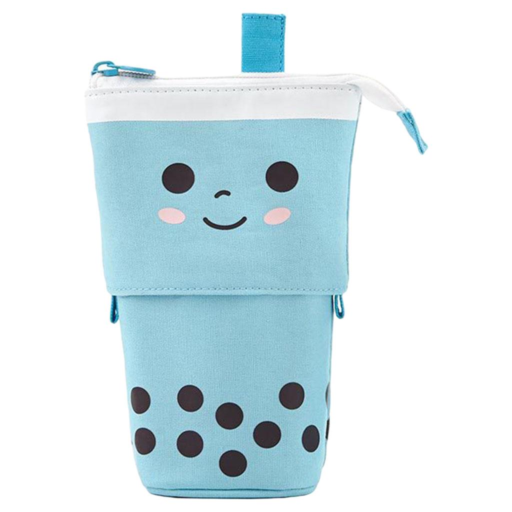 Maxbell Stand Pencil Holder Milky Tea Shape Makeup Organizer Multifunction Blue