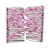 Maxbell Stretch Magic Comb Beaded Hairpin Bow Hair Head Comb Cuff Double Clip Purple