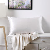 Max Mulberry Silk Pillowcase Both Sides Pillow Case Cover Queen Size Zipper White