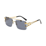 Maxbell Rectangle Frameless Glasses Traveling Trendy 400 Party Rimless Sunglasses black gray