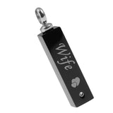 Maxbell Stainless Steel Rectangle Urn Heart Print Pendant Memorial Keepsake Wife