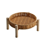 Maxbell Rattan Vegetable Storage Serving Basket Round Rattan Bread Baskets for Fruit 22×10×4cm