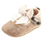 Maxbell Shining Baby Bling Anti-Slip Girl Bowknot Princess Shoes 12-18 Months Golden