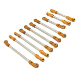 Maxbell 10Pcs RC Steering Servo Link Upgrades Kits for R1003 1:12 Scale RC Hobby Car Gold