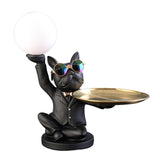 Maxbell Dog Statue Butler with Tray Night Light for Countertop Entrance Festivals Black