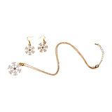 Maxbell Christmas Crystal Snowflake Dangle Earrings Necklace Gold Women Jewelry Sets