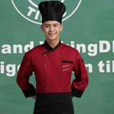 Maxbell Unisex Chef Jackets Waiter Suit Coat Long Sleeves Chef Uniforms L Red