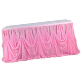 Max Pink Chiffon Crystal Table Skirt for Wedding Party Home Table Decor 3 yards