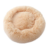 Maxbell Donut Cat Bed Faux Fur Dog Bed Indoor Round Pet Bed Cushion Champagne S