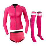 Maxbell Womens Wetsuit Diving Suit Thermal Stockings Front Zipper for Swimming L Size Rose Red