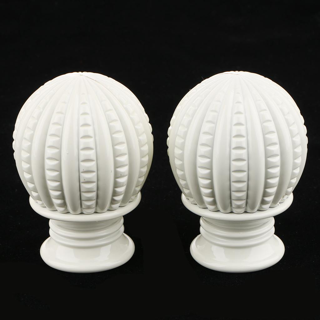 Max 1 Pair Retro Curtain Decorative Pole Rod Finials Ends Heads 28mm White B