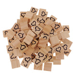 Max 100 Pieces Heart Printed Wood Cube Blocks Puzzle Craft Tiles 20x18mm Natural