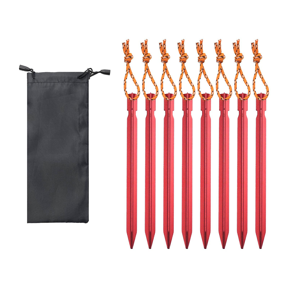 Maxbell 8Pcs Tent Stakes Lightweight Metal Stakes for Ground for Desert Outdoor Trip Red