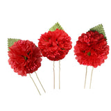 Max 3Pcs/Set Bridal Flower Hairpin Hair Ornament Headwear Jewelry Red