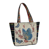 Maxbell Women Canvas Shoulder Bag Vacation Lightweight Shopping Bag Satchel Casual Butterfly Flower