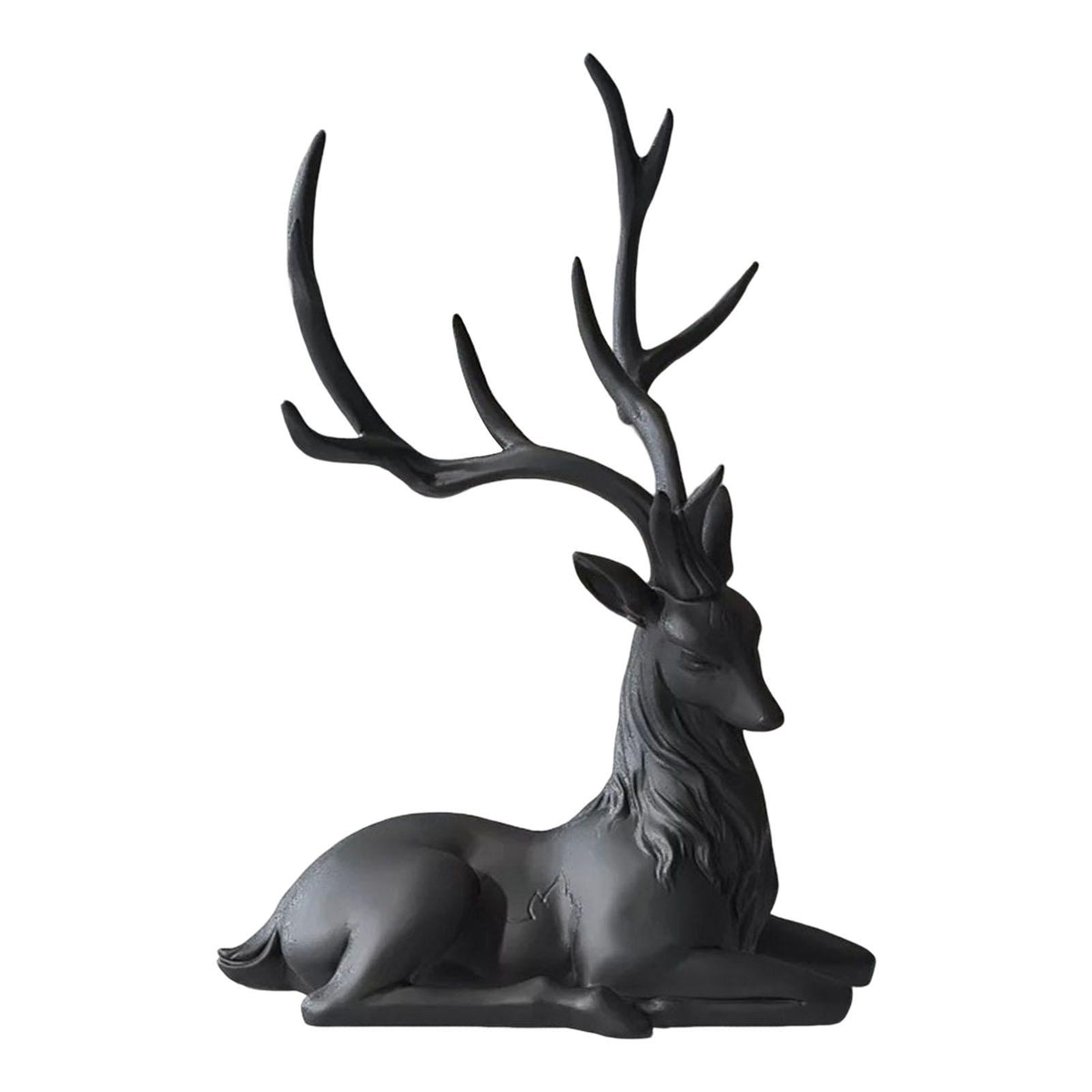 Maxbell Creative Reindeer Ornament Figurine Craft Elk Sculpture Bedroom Desk Black Lying