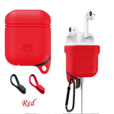 Max Dust-plug Silicone Case for AirPods Charging Case w/ Carabiner Red