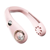 Maxbell Hanging Neck Fans Wearable Sports Camping Personal Necklace Fan Cooling Home Pink