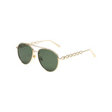 Maxbell Pilot Sunglasses Eyewear Protection Vintage Style 70S Metal Frame Green