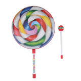 Max Maxb Wooden Lollipop Hand Drum Toy for Kids Early Music Learning 10 inch