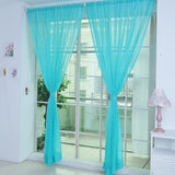 Maxbell 2 Panel Kitchen Curtain Sheer Door Window Voile Drape Blue - 200x200cm