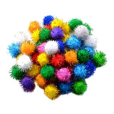 Maxbell 50Pieces 3cm Multicolor Sparkle Balls Pom Poms Ball Xmas Art Craft Glitter