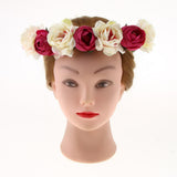 Maxbell Bridal Silk Camellia Flower Wreath Wedding Hair Accessories Rose Red