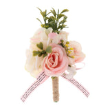 Maxbell Wedding Party Groom Bride Boutonniere Corsage Flower Brooch Pins Light Pink