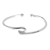 Maxbell Simple Ocean Wave Bangle Open Cuff Beach Bracelet Sea Jewelry Gifts  Silver