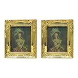 Maxbell 2pcs 1:12 Dollhouse Gold Picture Frame Decor Accessories Lady