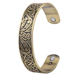 Max Viking Talisman Wide Cuff Bracelet Totem Open Wire Bangle Antique Gold