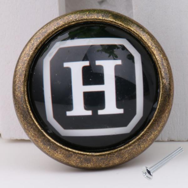 Maxbell Vintage Knob Cabinet Door Drawer Closet Dresser Handle Pull 35mm Letter H