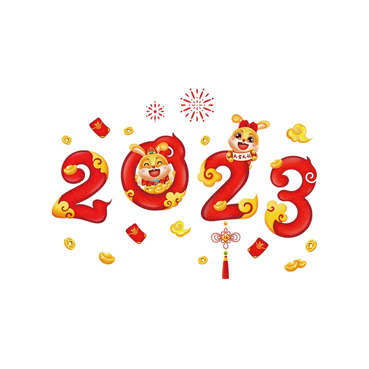 Maxbell Window Clings Display Creative New Year Window Stickers for Restaurant Props style A