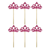 Max 6 Pieces Felt Crown Shape Cake Toppers Birthday Party Cake Picks Rose red