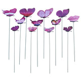 Max 12 Pieces Garden Yard Planter Butterfly Stakes Lawn Decor Ornaments Purple