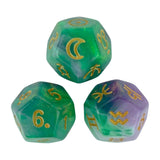 Maxbell 3Pcs Constellation Dices Astrology Dice for KTV Board Game Role Playing Game green and gold