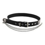 Maxbell Punk Studded Belt Rivet Belt Adjustable Eyelet Grommet Belt Fashion Design Black Size M