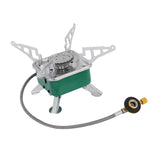 Maxbell Camping Gas Stove Folding Mini Furnace Camp Stove for Garden Outdoor Cooking TubeToFlatTank Green